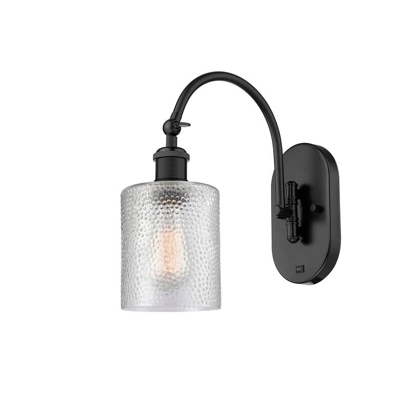 Innovations Lighting 518-1W-13-5 Cobbleskill Sconce Cobbleskill 13" - Matte Black / Clear