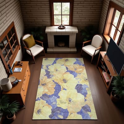 Premium Washable Super Soft Contemporary Floral Mayfield Rug