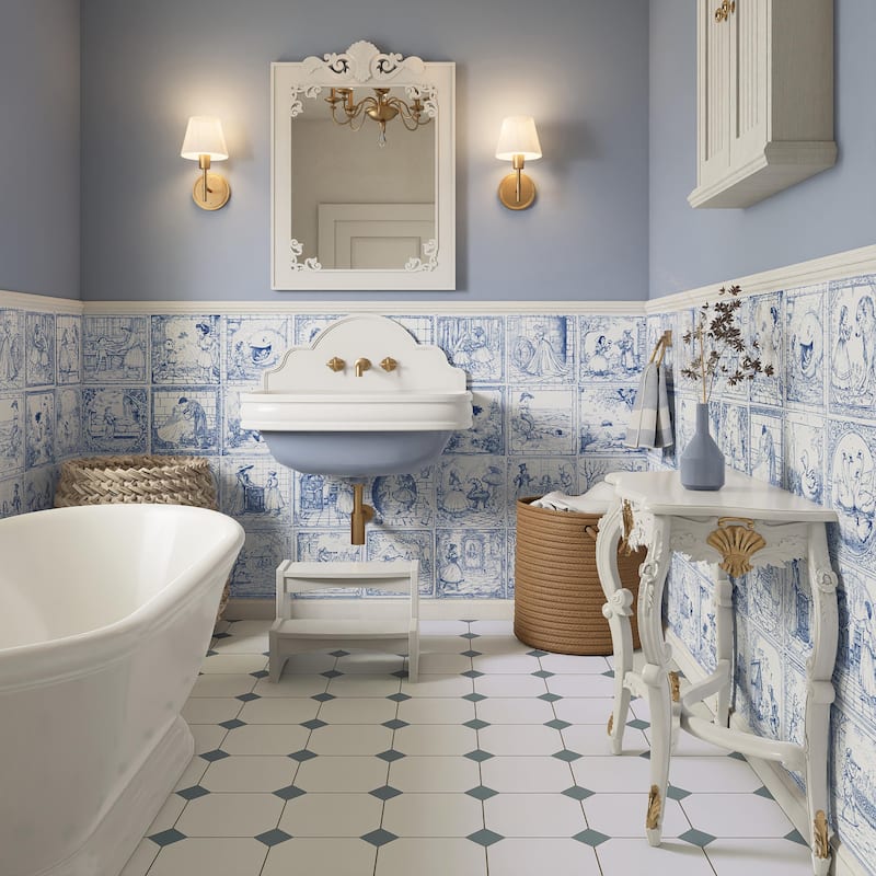 Merola Tile Once Upon A Tile 9-3/4" x 9-3/4" Porcelain Floor and Wall Tile - Case (16 Tiles)