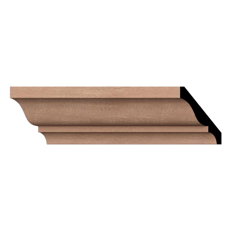 WM49: 3-in H x 2-1/10-in P x 3-7/10-in F x 96-in L Americraft Solid Hardwood Stain Grade Crown Moulding - Sapele Mahogany