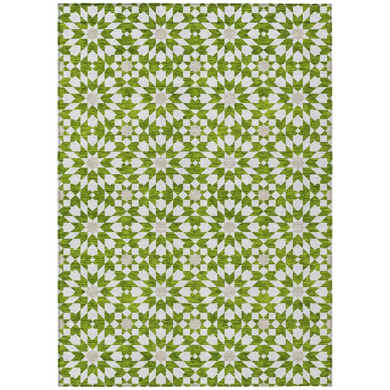 HomeRoots Floral Medallion Transitional Rectangle Outdoor Rug - 10' X 14'