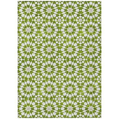 HomeRoots Floral Medallion Transitional Rectangle Outdoor Rug