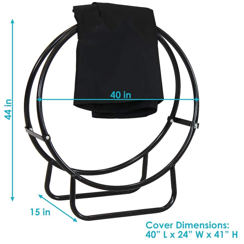 Sunnydaze Firewood Log Hoop Black Steel Easy Access Storage - Multiple Sizes
