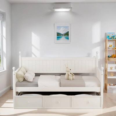 Wood Sofa Bed Daybed with 3 Storage Drawers, No Box Spring Needed, Twin Size