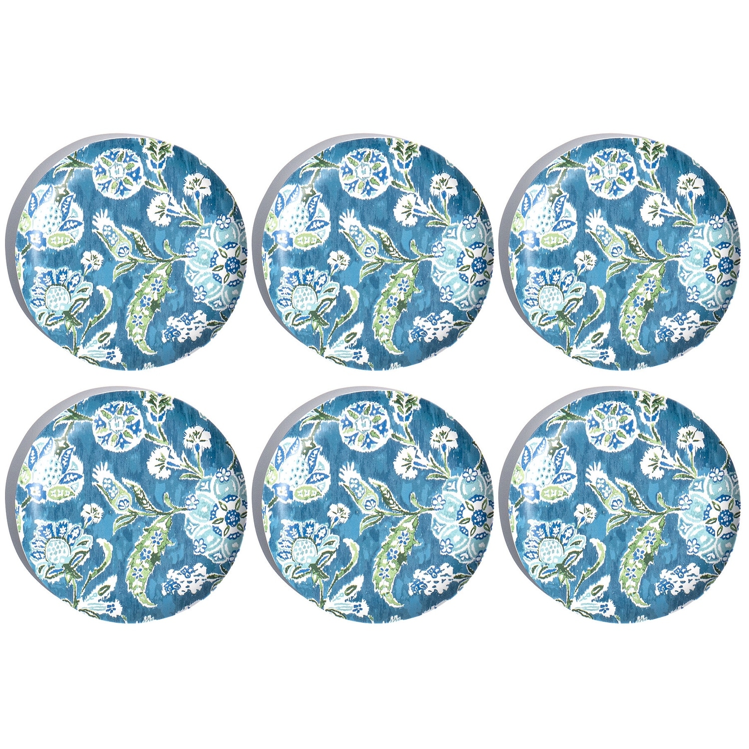 Abode Homewares Hana Ikat Melamine Salad Plate - Blue - 8.5" - Set of 6
