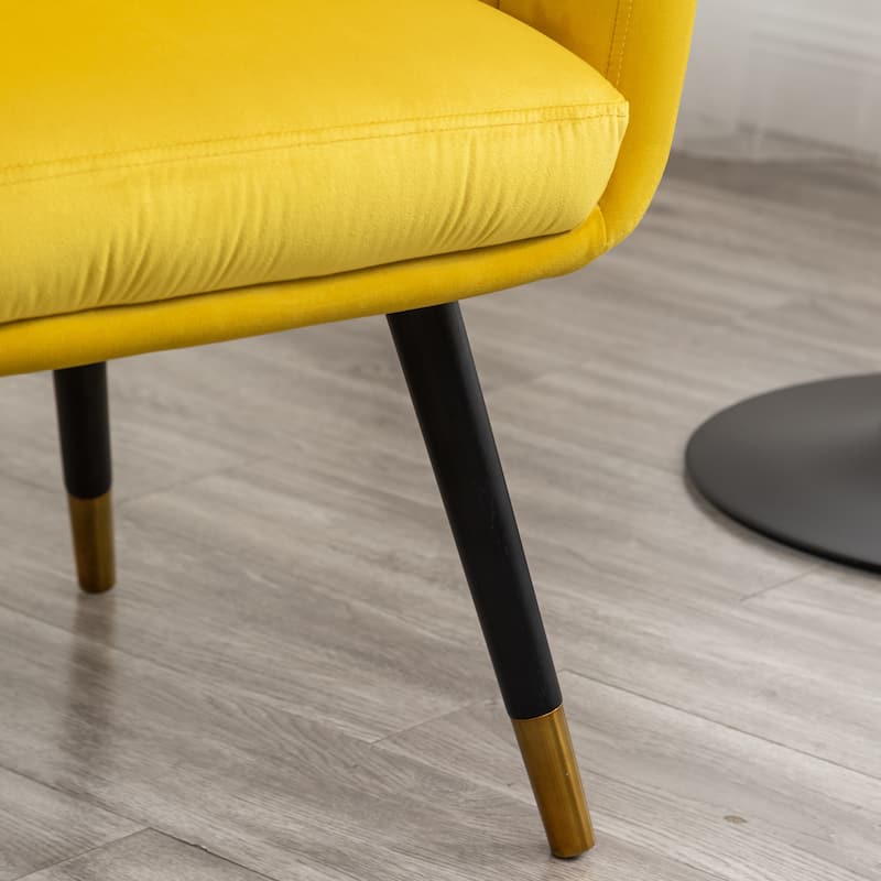Yellow Modern 25.5" Upholstered Accent Chair with Solid Beech Wood Tapered Legs