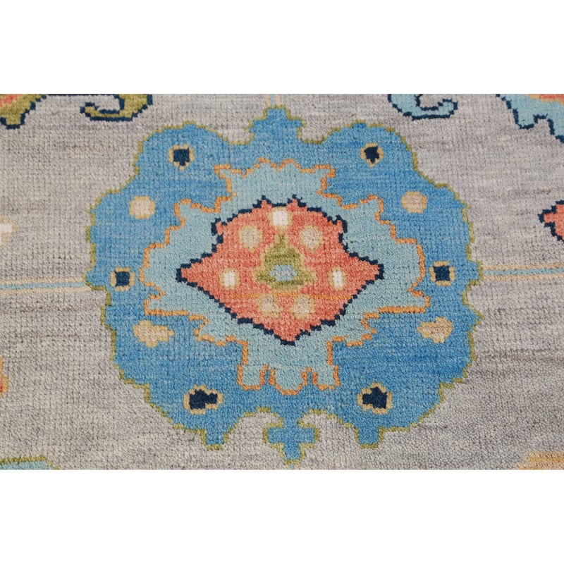 Hand Knotted Oriental 100% Wool Carpet Transitional All-Over Greys & Charcoal Oushak Area Rug - 9' 0'' X 8' 10''