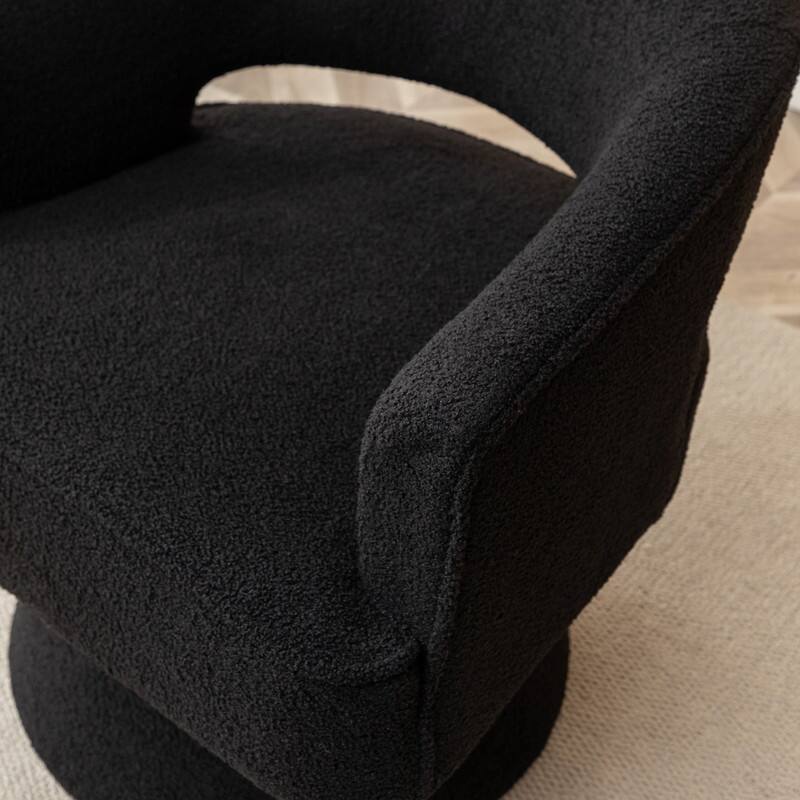 SEYNAR Modern Glam Open Back Velvet Upholstered Round Swivel Accent Arm Barrel Chair for Living Room Set of 2