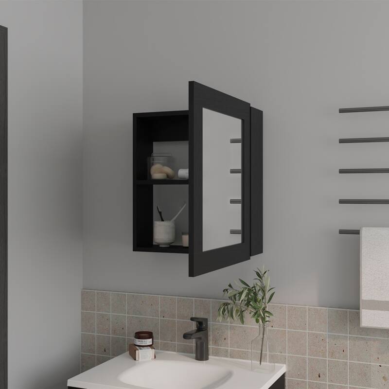 Medicine Cabinet with Mirrored Door, Spacious Storage with 2 Shelves, Compact Wall-Mounted Bathroom Cabinet