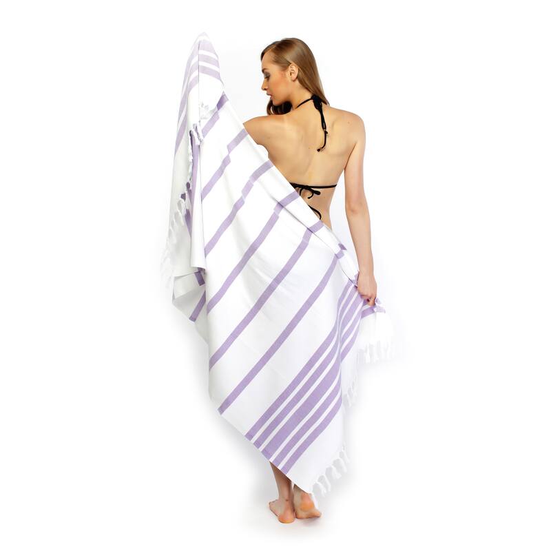 Authentic Hotel and Spa Turkish Cotton Herringbone Pestemal Beach Towel (Set of 2)