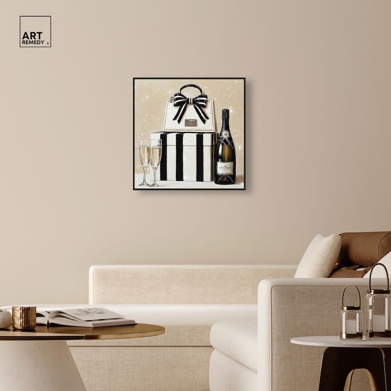 Black and White Striped Glam Canvas by Art Remedy