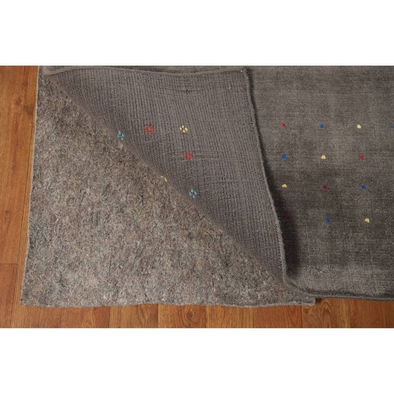 Hand Knotted Oriental 100% Wool Carpet Tribal Tribal Greys & Charcoal Gabbeh Area Rug - 9' 8'' X 7' 10''