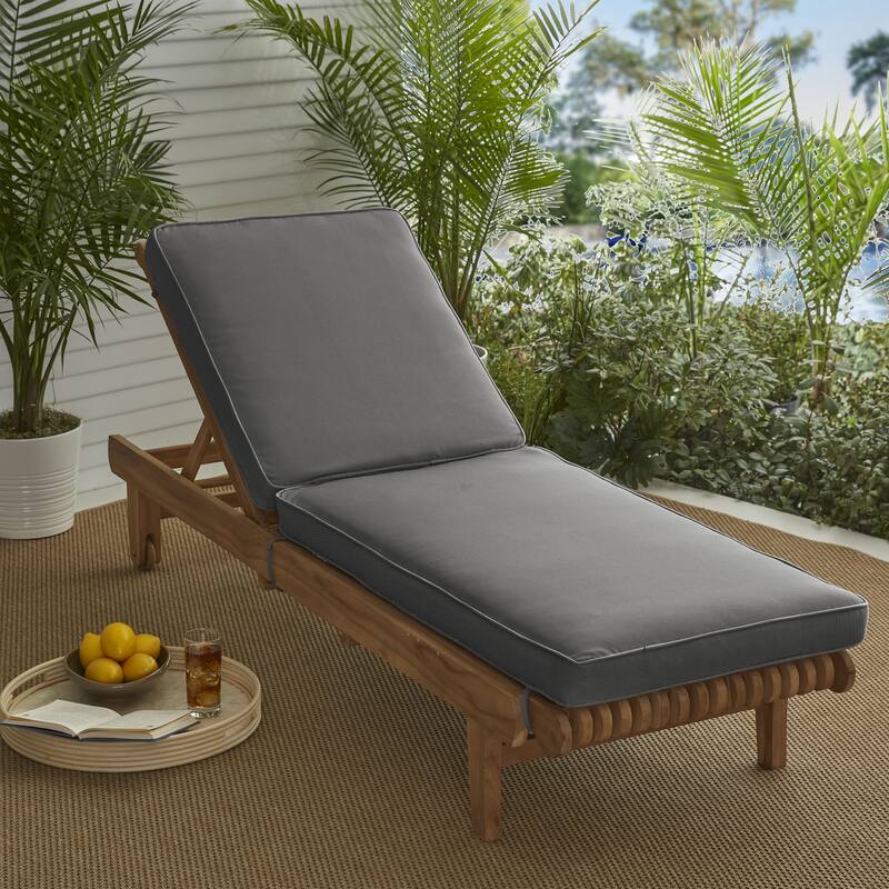 Sorra Home Outdura Solid Indoor/Outdoor Corded Chaise Lounge Cushion