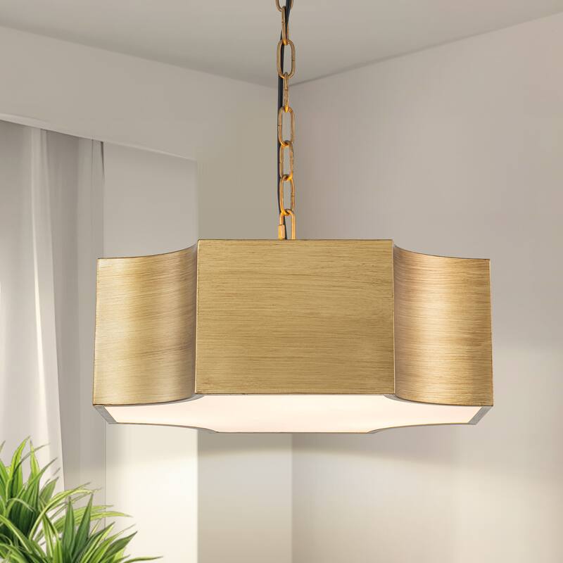 Starsky 3-light 15in. Modern Gold Drum Geometric Chandelier - Antique - Antique