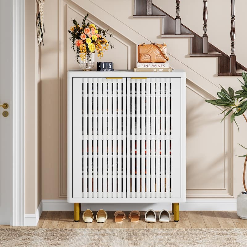 6-Tier Shoe Storage Cabinet with Louvered Doors for Living Room