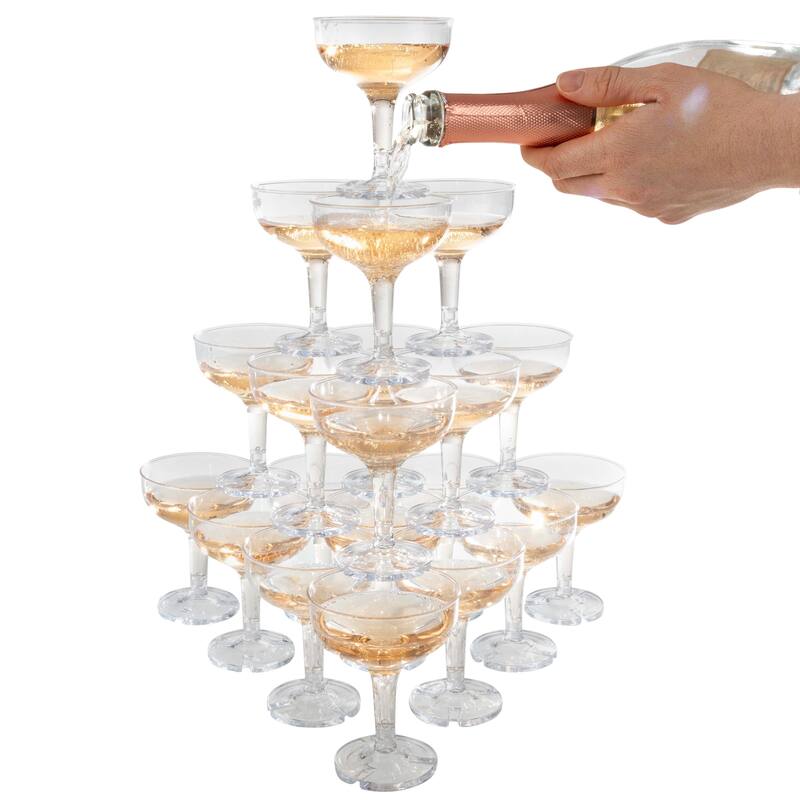 100-Pack 5-oz Plastic Champagne Glasses, Reusable or Disposable by Lavish Home