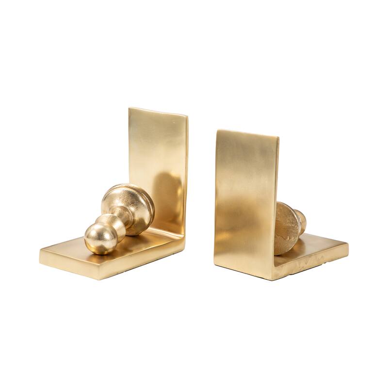 Decorative Metal Chess Pawn Bookends - Set of 2, 11", Gold - 11.0"