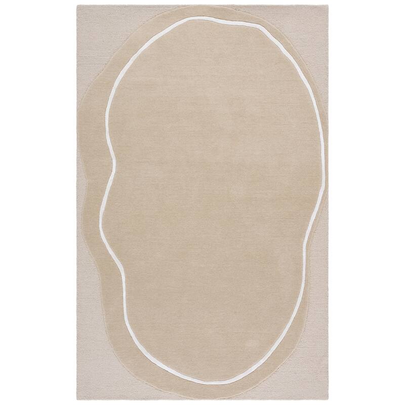 SAFAVIEH Handmade Fifth Avenue Elisete Modern Wool Rug - 4' x 6' - Beige/Ivory