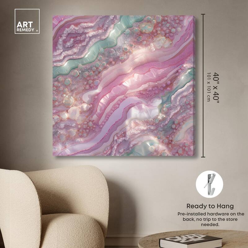 Pink and Mint Crystal I Canvas by Art Remedy, Gallery Wrapped