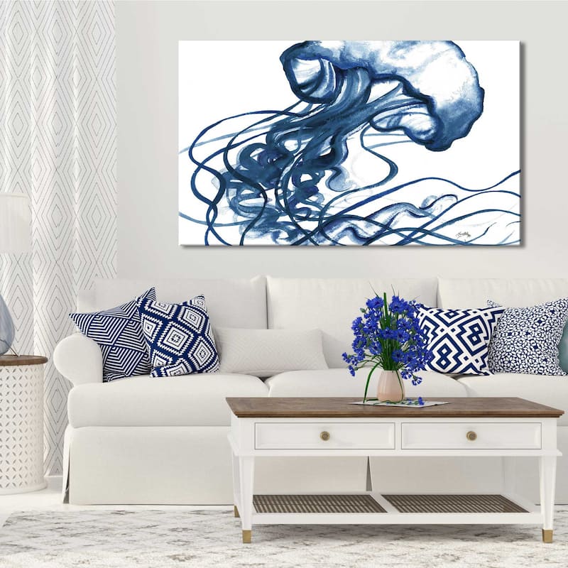"Jelly Fish In Blue" Print on Canvas