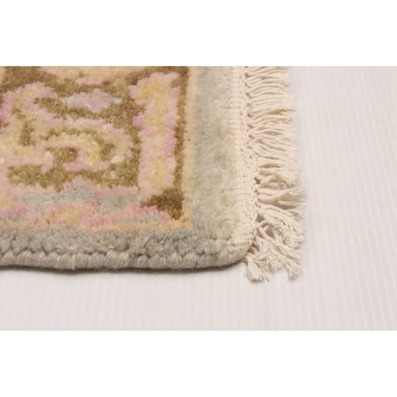ECARPETGALLERY Hand-knotted Modern Oushak Light Grey Wool Rug - 2'5 x 19'5