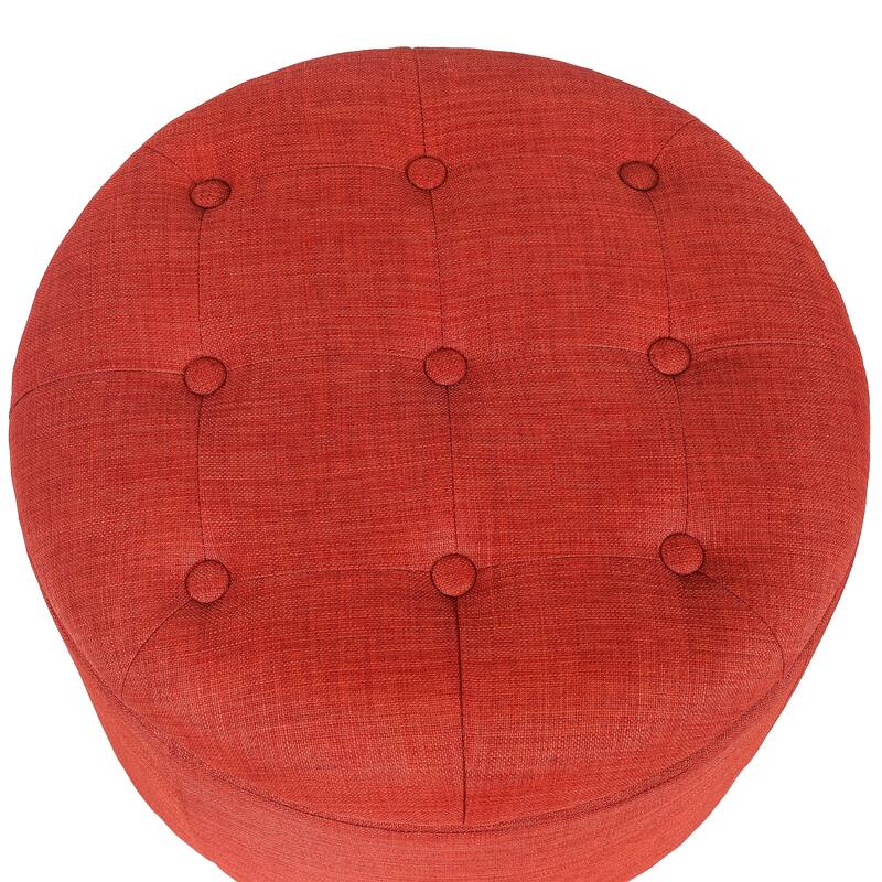 Adeco Round Button-tufted Lift-top Storage Ottoman