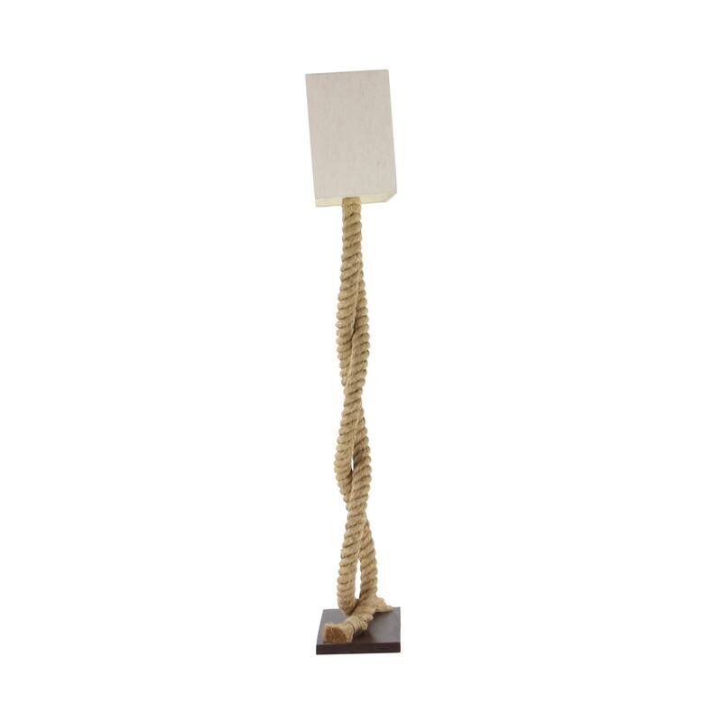 Jute Rope Rope Room Floor Lamp with Linen Shade - Brown - Roche River Decor