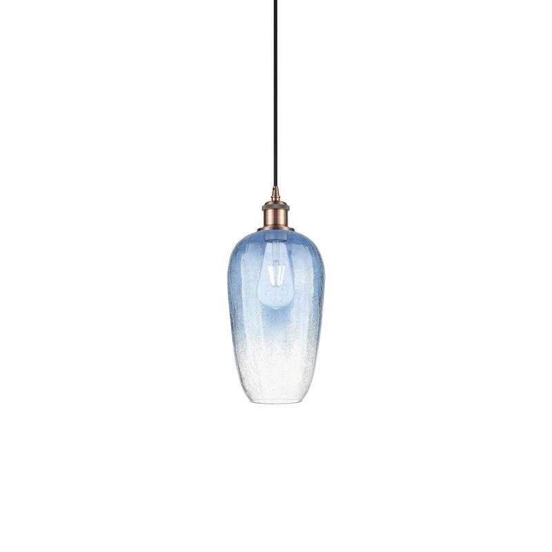 Innovations Lighting 516-1P-15-7 Brookhaven Flute Pendant Brookhaven - Antique Copper / Sapphire Blue