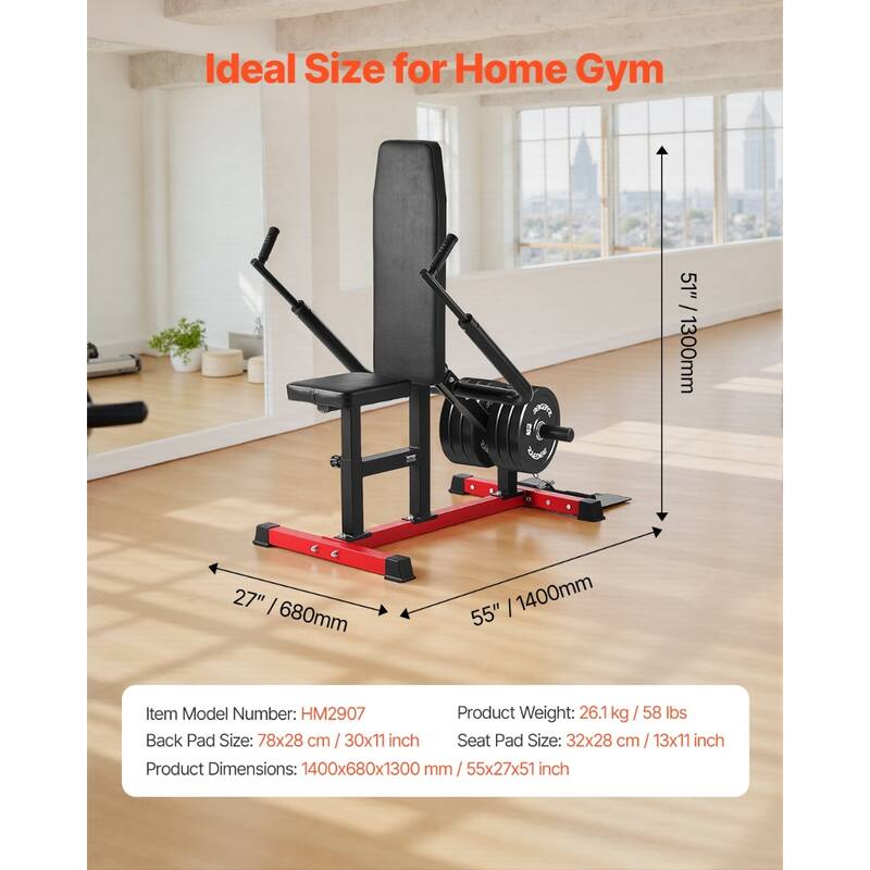 Black-Red Multi-Function Seated Dip Machine with Adjustable Grip Handles for Triceps Chest and Biceps - 55” x 27” x 51”