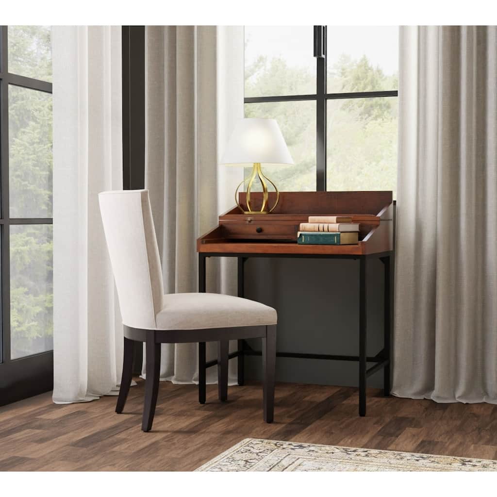 Lift-Top Writing Desk with 2-Drawer - 33" - Brown and Black