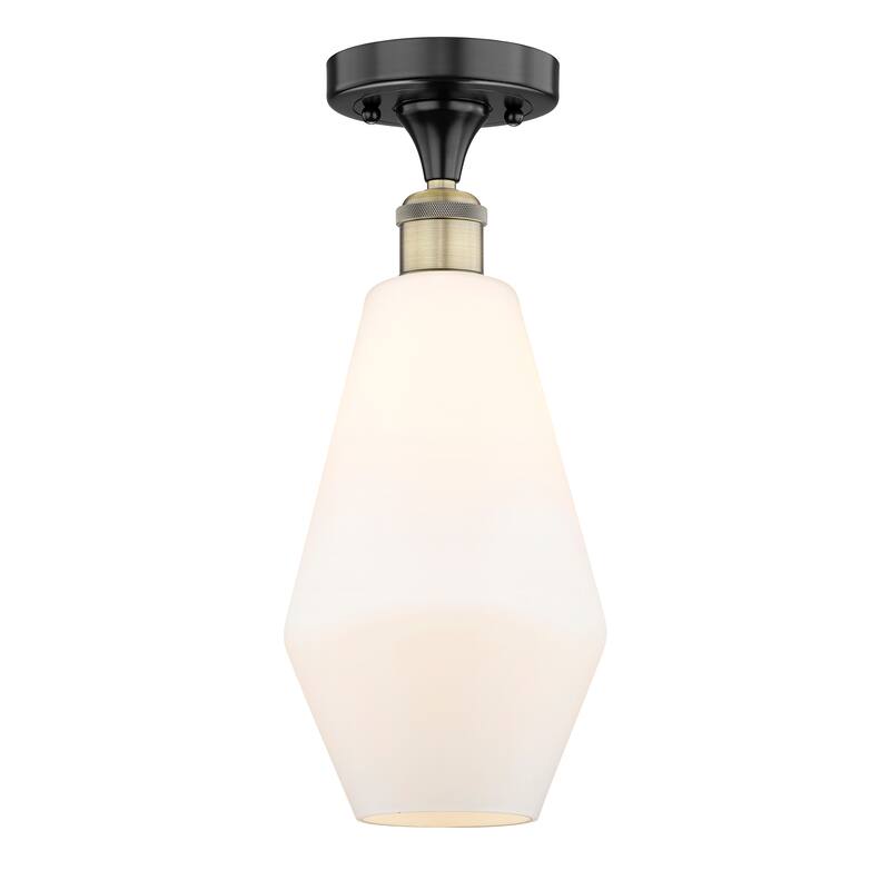 Innovations Lighting Cindyrella - 1 Light 7" Semi-Flush Mount - Cased Matte White/Black Antique Brass