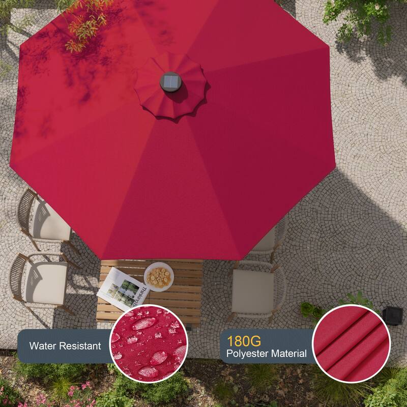 LIVOOSUN 9Ft Patio LED Market Umbrella Outdoor Table Steel Umbrella