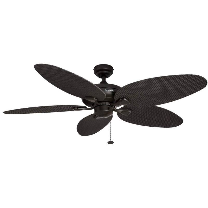 52" Honeywell Duval Bronze Indoor/Outdoor Ceiling Fan with No Light, Pull Chain