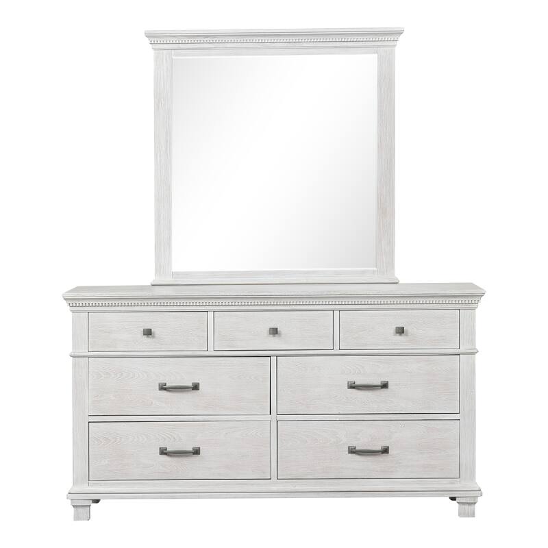 Furniture of America Eleanor Modern Rustic Weathered Grey 5-Piece Solid Wood Bedroom Set with Dentil Molding