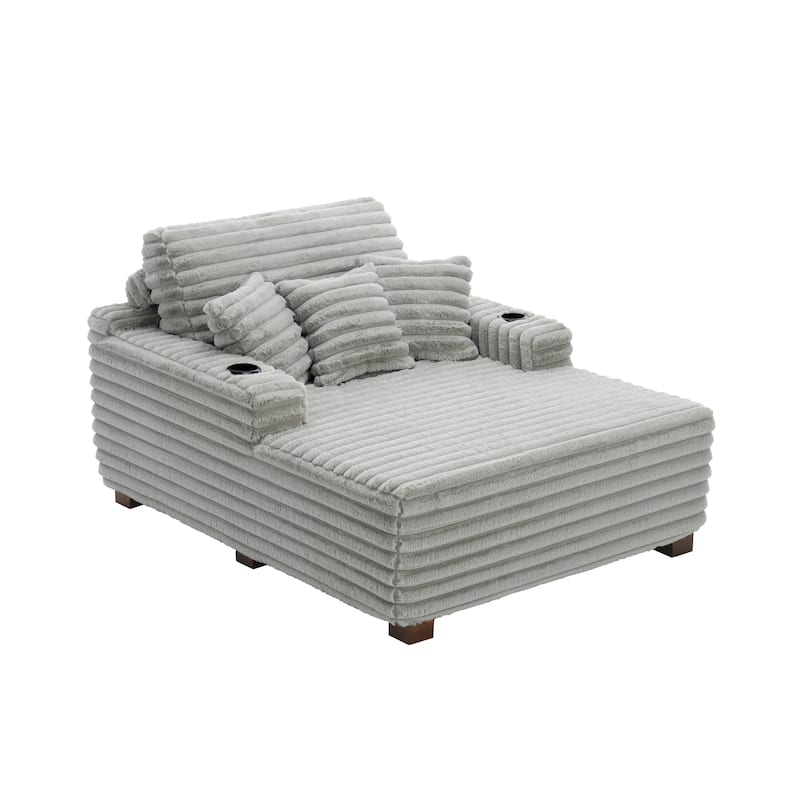 53" Wide Oversized Upholstered Chaise Lounge Indoor Sofa with Pillows