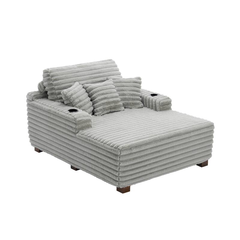 53" W Upholstered Sofa Chaise Lounge Indoor with Pillows