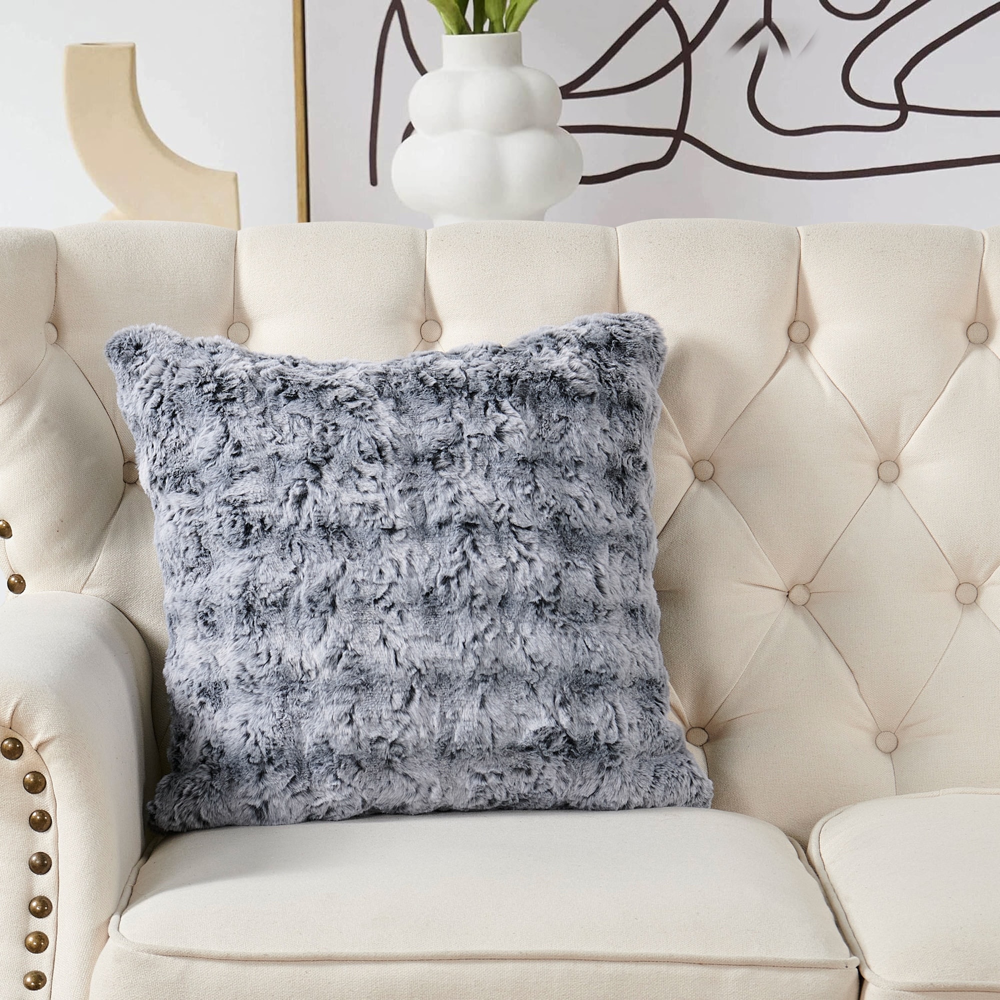 1 Pc Variegated FauxFur Pillow Shell Decorative Cushion Cover