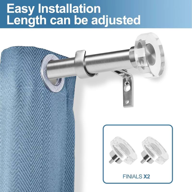 1-inch Diameter Crystal Disc Adjustable Single Drapery Curtain Rod