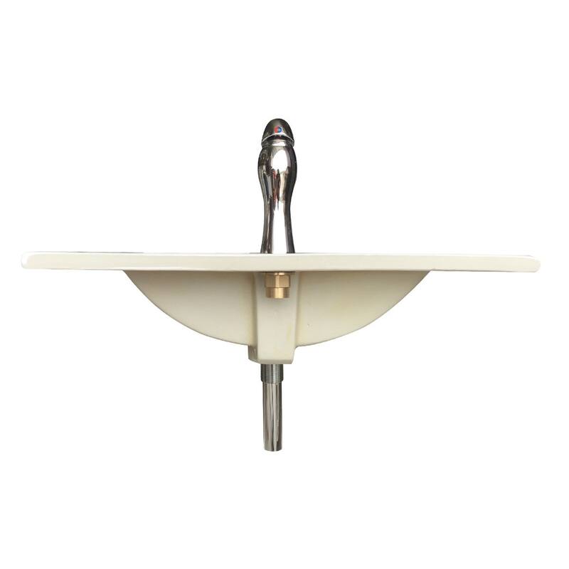 White Drop-in Self-Rimming Rectangular Bathroom Sink with Overflow, Chrome Faucet and Drain (Set of 2) Renovators Supply