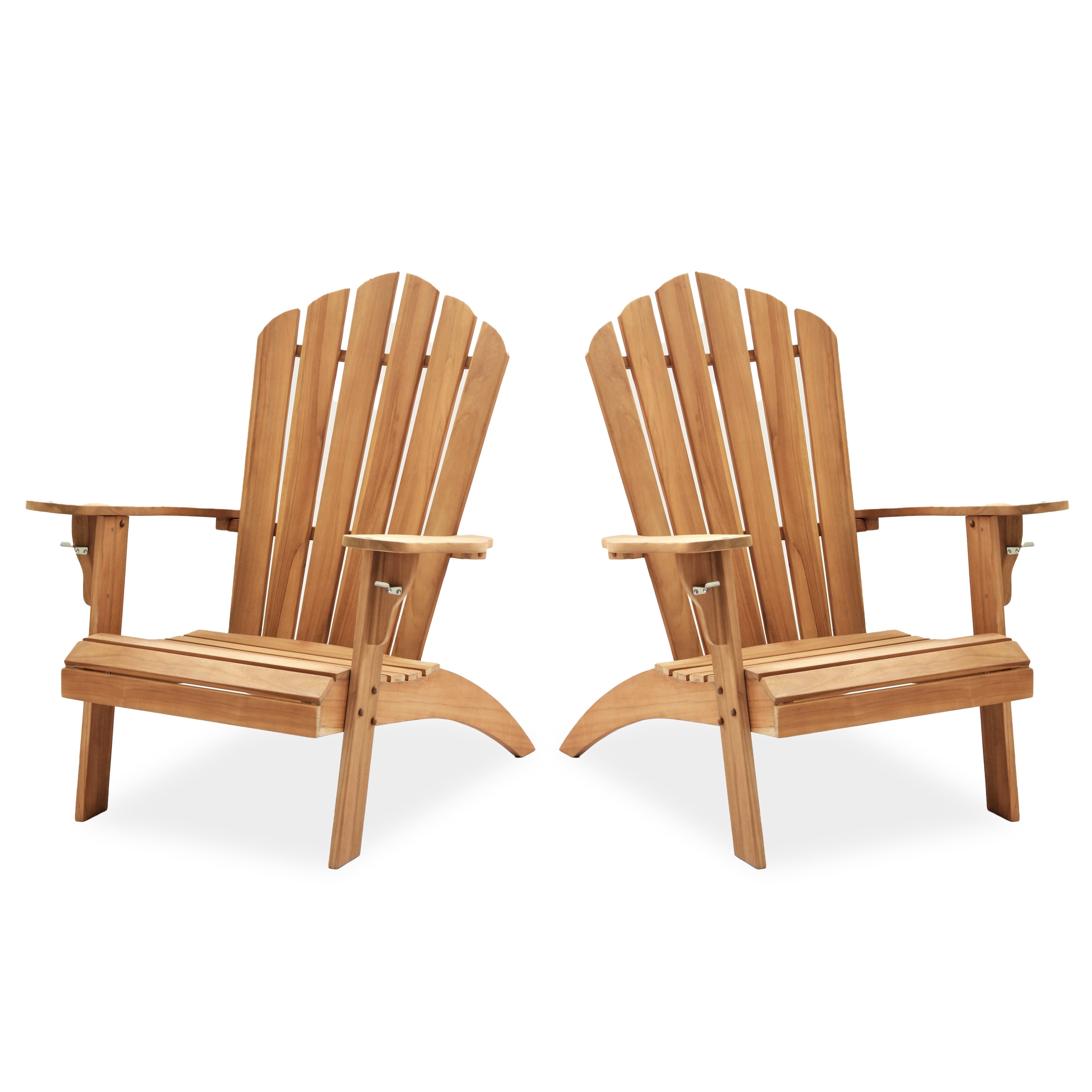 Cambridge Casual Cambria 2-Piece Indonesian Teak Outdoor Patio Adirondack Chairs with Cup Holders