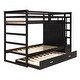 preview thumbnail 17 of 16, Contemporary Style Solid Wood Bunk Bed, Hardwood Twin Over Twin Bunk Bed with Trundle and Staircase