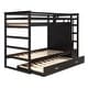 preview thumbnail 8 of 7, Hardwood Twin Over Twin Bunk Bed with Trundle, Multifunction Staircase and 4 Storage Drawers, Espresso