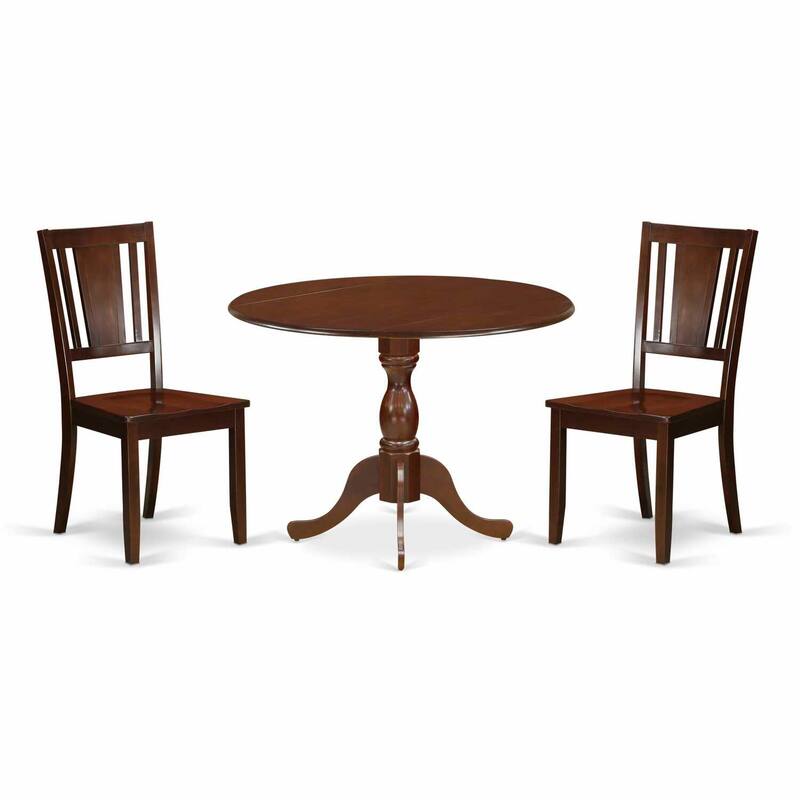 3-Piece Mahogany Finish Solid Wood Top - Dining Room Set - Seats 4