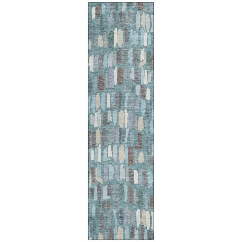 Machine Washable Indoor/ Outdoor Modern Mosaic Chantille Rug