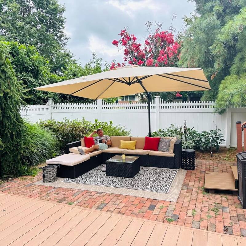PURPLE LEAF 10 ft 360 Degree Rotation Patio Umbrella With Base