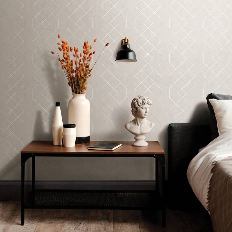 Scott Living Ballard Silver Geometric Wallpaper