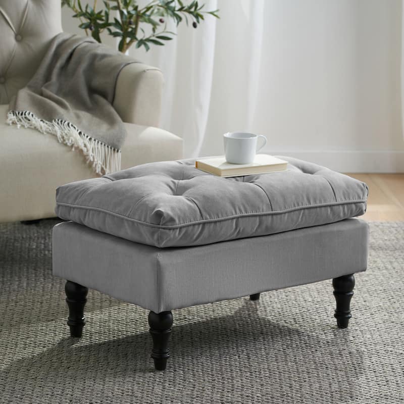 Jeremy Modern Tufted Fabric Pillow Top Ottoman by Christopher Knight Home