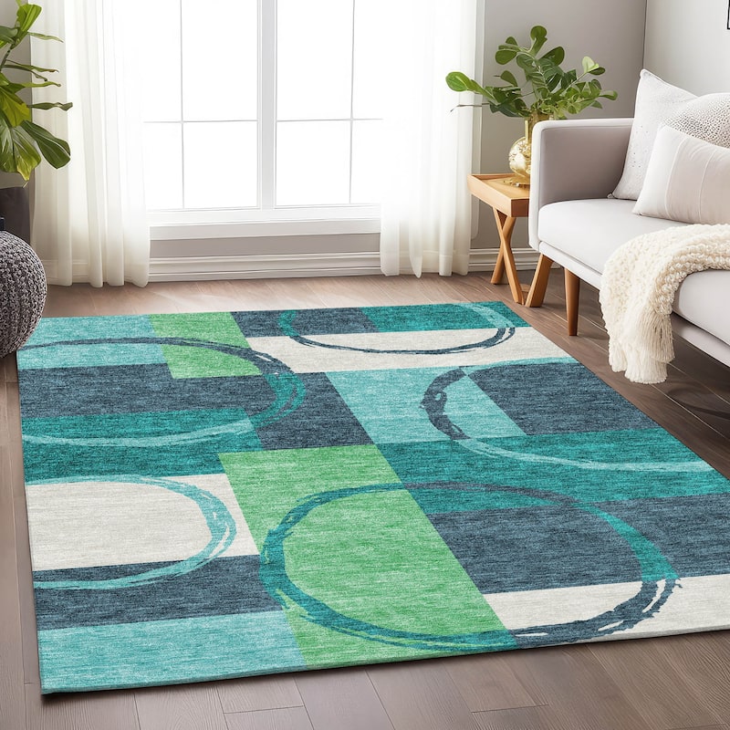 Premium Washable Super Soft Modern Casual Mayfield Rug - Teal - 3' x 5'