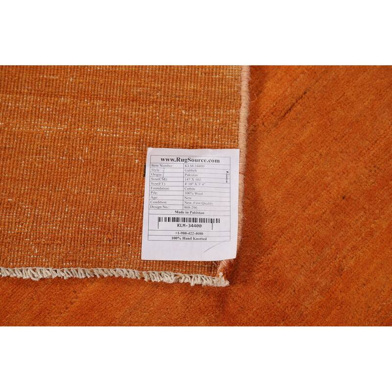 Modern Gabbeh Oriental Rug Handmade Accent Wool Carpet - 3'4"x 4'10"