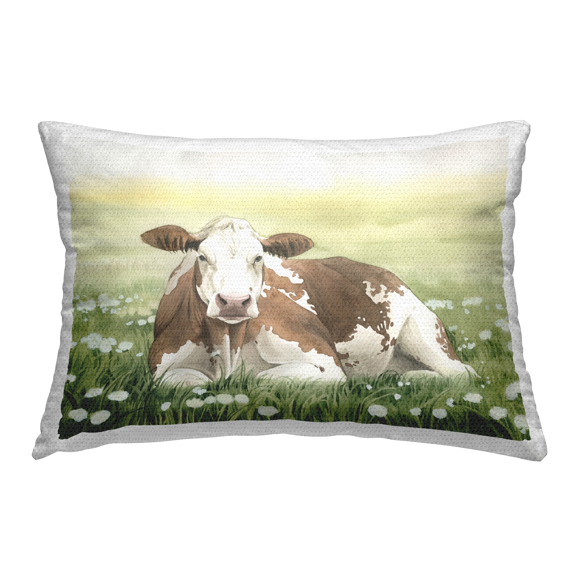 Stupell Cow & Meadow Blossoms Printed Outdoor Throw Pillow Design by Grace Popp